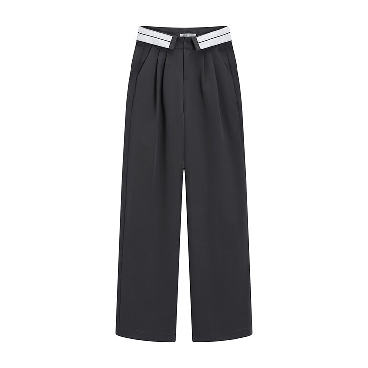 Grey Stripe Flap Trousers