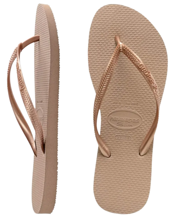 Havaianas Slim Metallic Womens Thongs - Rose Gold