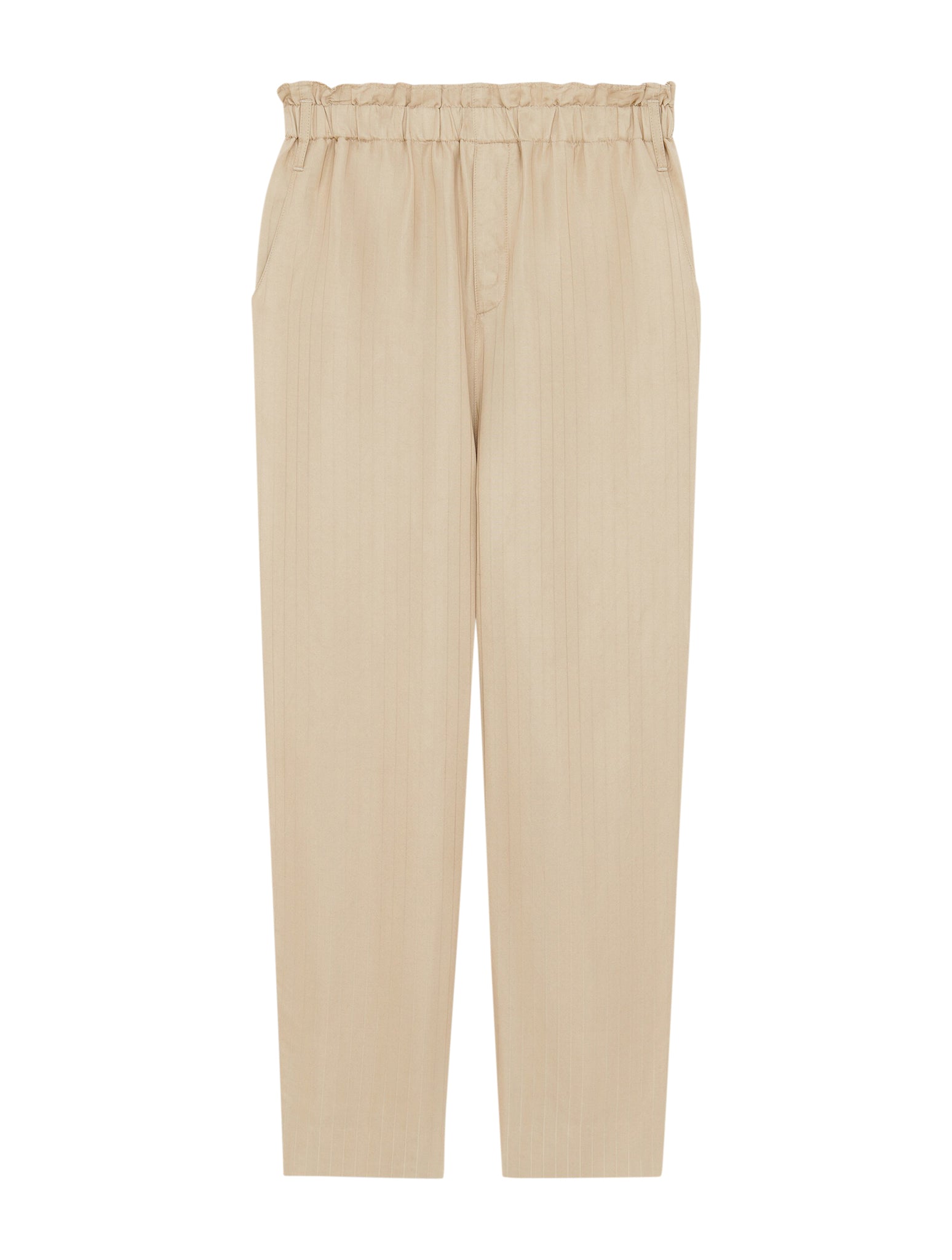 HIGH-WAISTED SILK TROUSERS WITH MATTE AND GLOSSY STRIPES