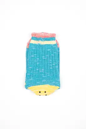 Ivy Rainbowy Happy Heel Socks Sax/Pink