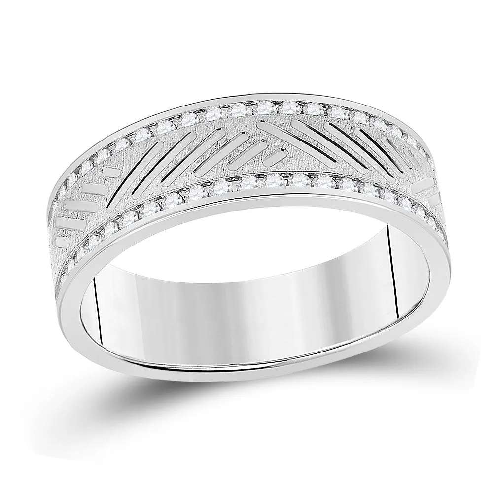 Keene Jewelers 10kt White Gold Mens Round Diamond Wedding Machine Set Band Ring 1/2 Cttw