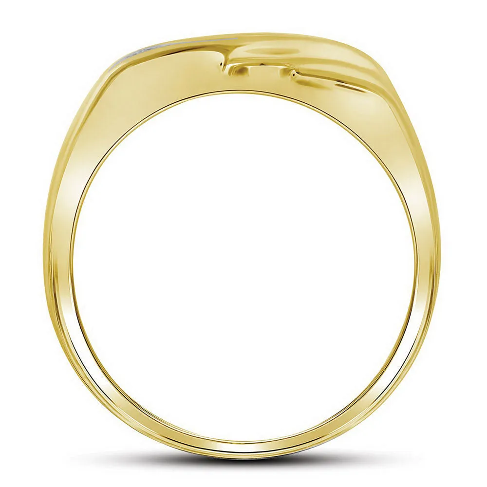 Keene Jewelers 10kt Yellow Gold Mens Round Diamond Single Row Wedding Band Ring 1/8 Cttw