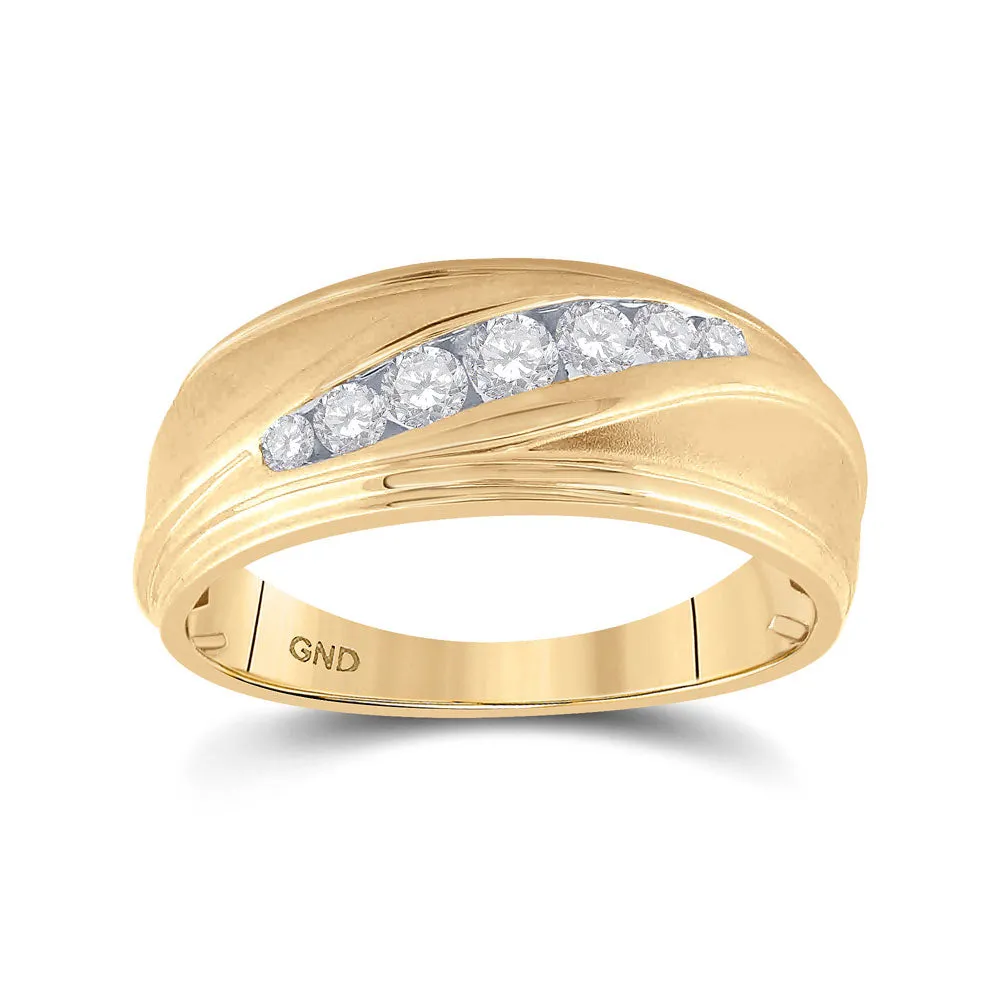 Keene Jewelers 10kt Yellow Gold Mens Round Diamond Wedding Band Ring 3/8 Cttw