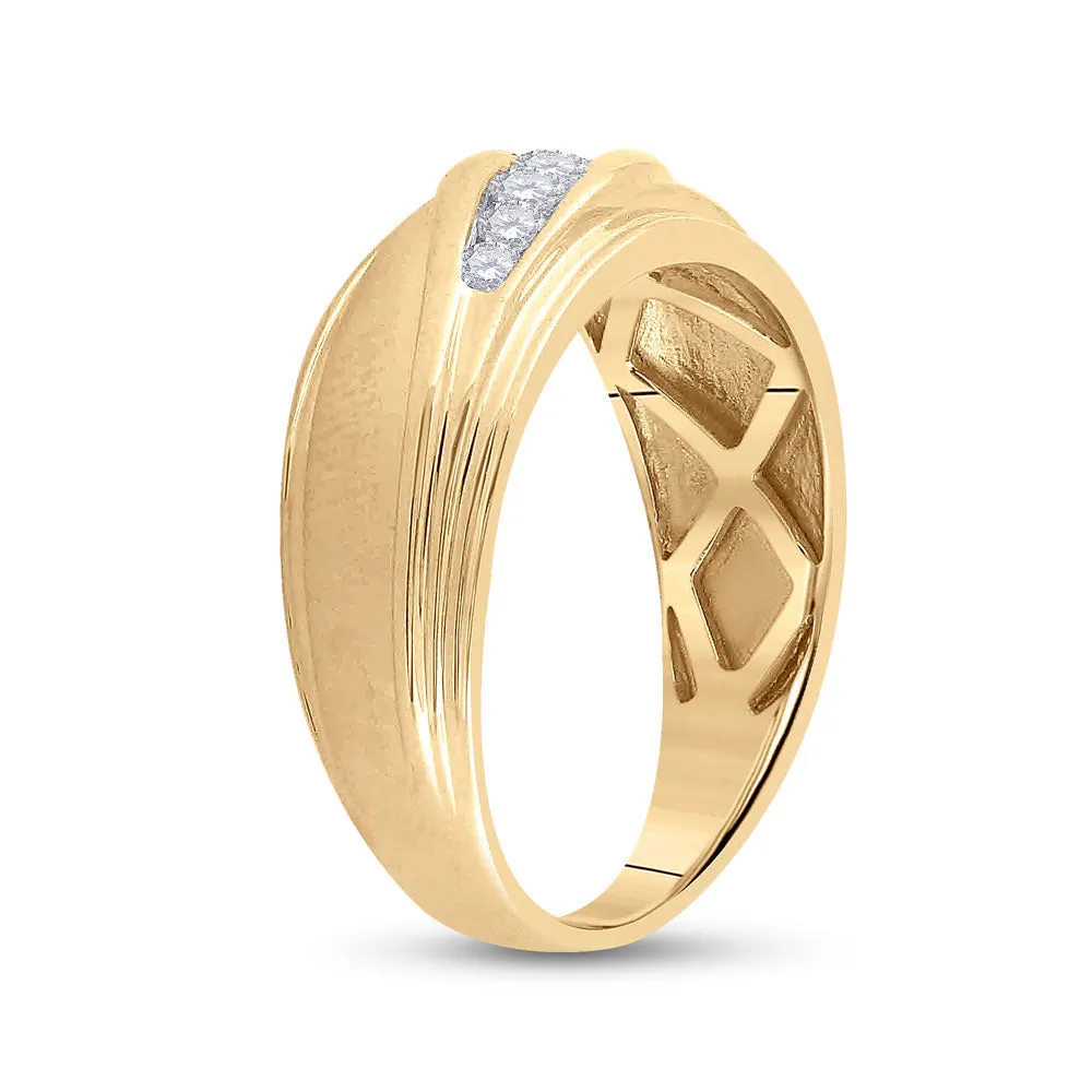 Keene Jewelers 10kt Yellow Gold Mens Round Diamond Wedding Band Ring 3/8 Cttw