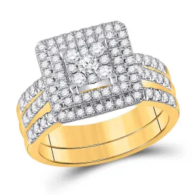 Keene Jewelers 10kt Yellow Gold Round Diamond Bridal Wedding Ring Band Set 1 Cttw