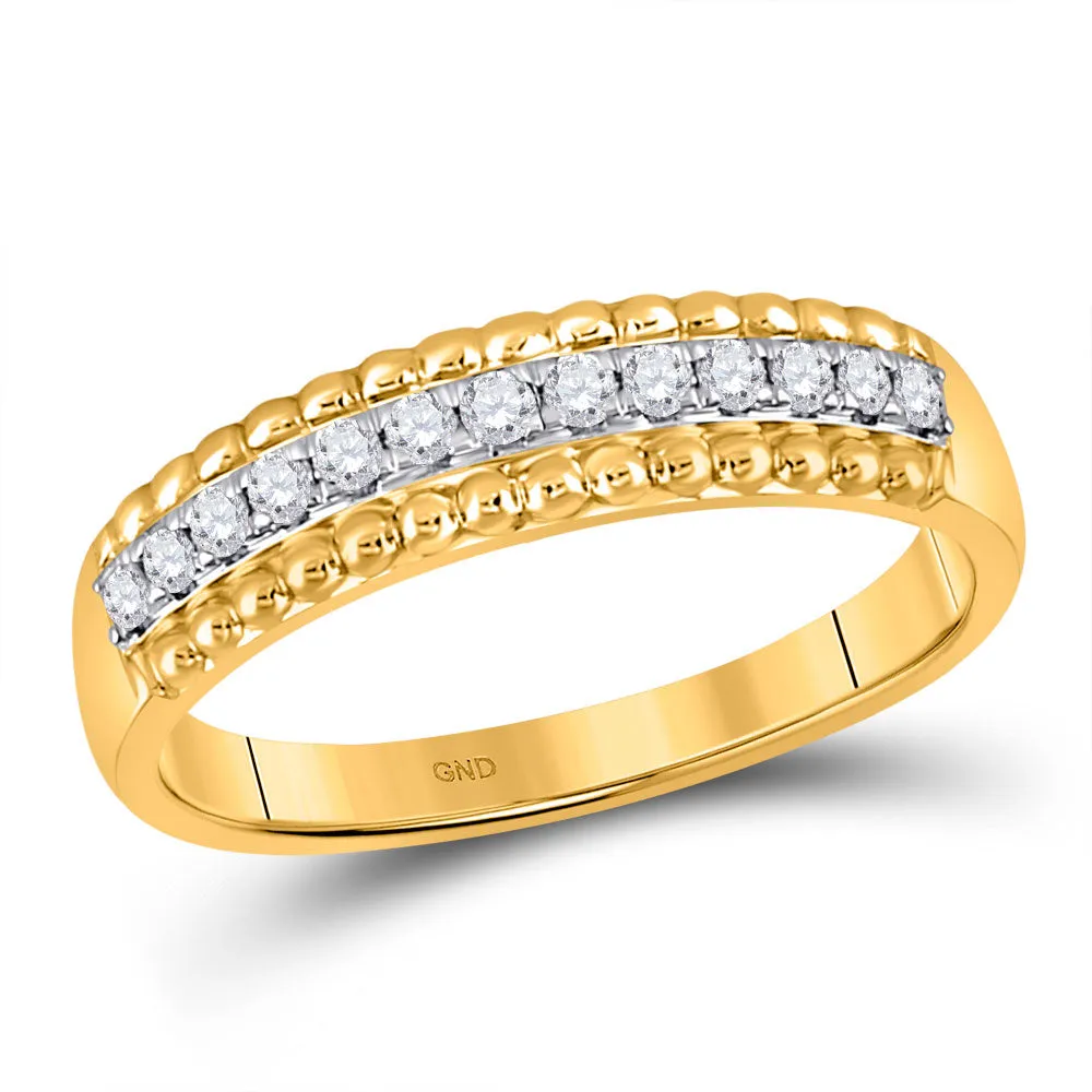 Keene Jewelers 10kt Yellow Gold Womens Round Diamond Wedding Anniversary Band 1/4 Cttw