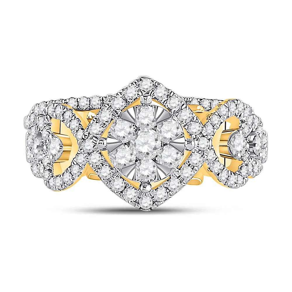 Keene Jewelers 14kt Yellow Gold Round Diamond Bridal Wedding Ring Band Set 1 Cttw