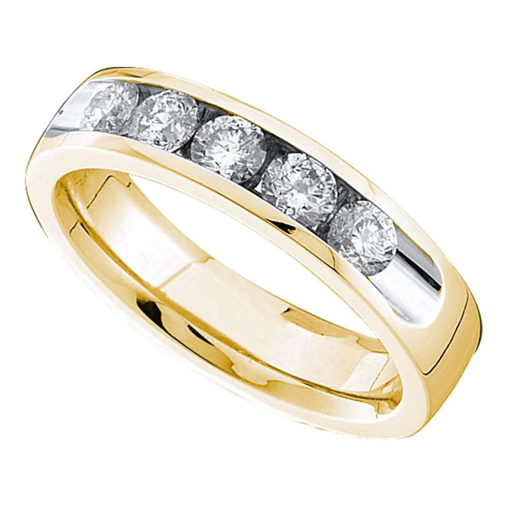 Keene Jewelers 14kt Yellow Gold Womens Round Channel-set Diamond Single Row Wedding Band 1/2