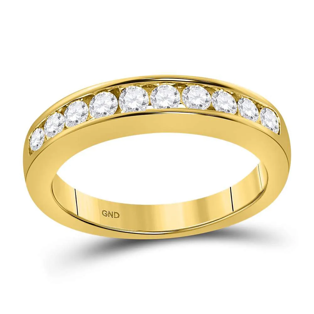 Keene Jewelers 14kt Yellow Gold Womens Round Diamond Wedding Channel Set Band 1/2 Cttw Size 8