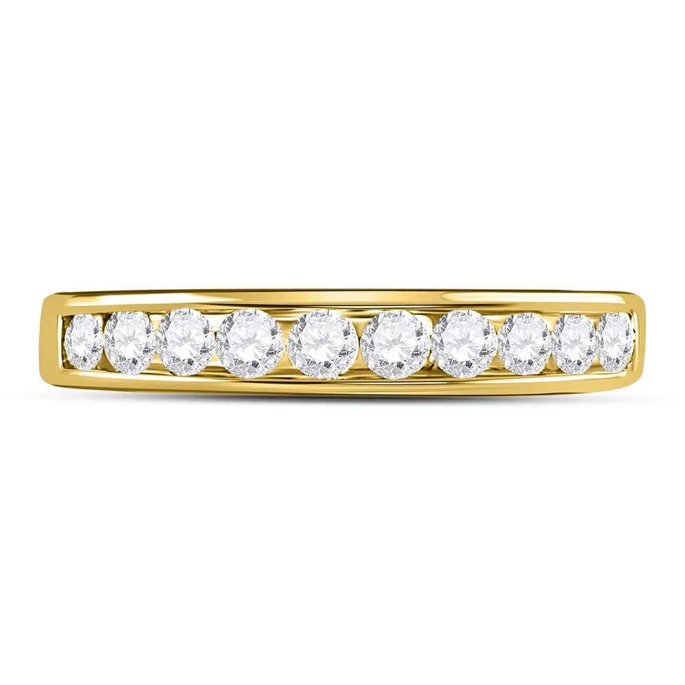 Keene Jewelers 14kt Yellow Gold Womens Round Diamond Wedding Channel Set Band 1/2 Cttw Size 8