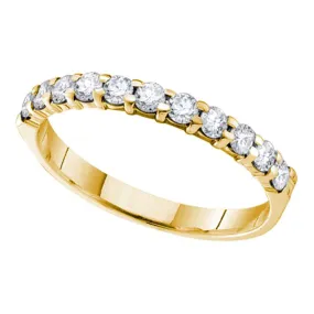 Keene Jewelers 14kt Yellow Gold Womens Round Diamond Wedding Single Row Band 1/10 Cttw