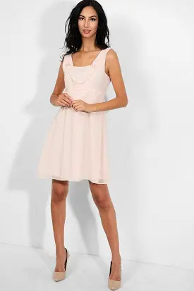 Light Pink Dobby Mesh V-Neck Sleeveless Chiffon Dress