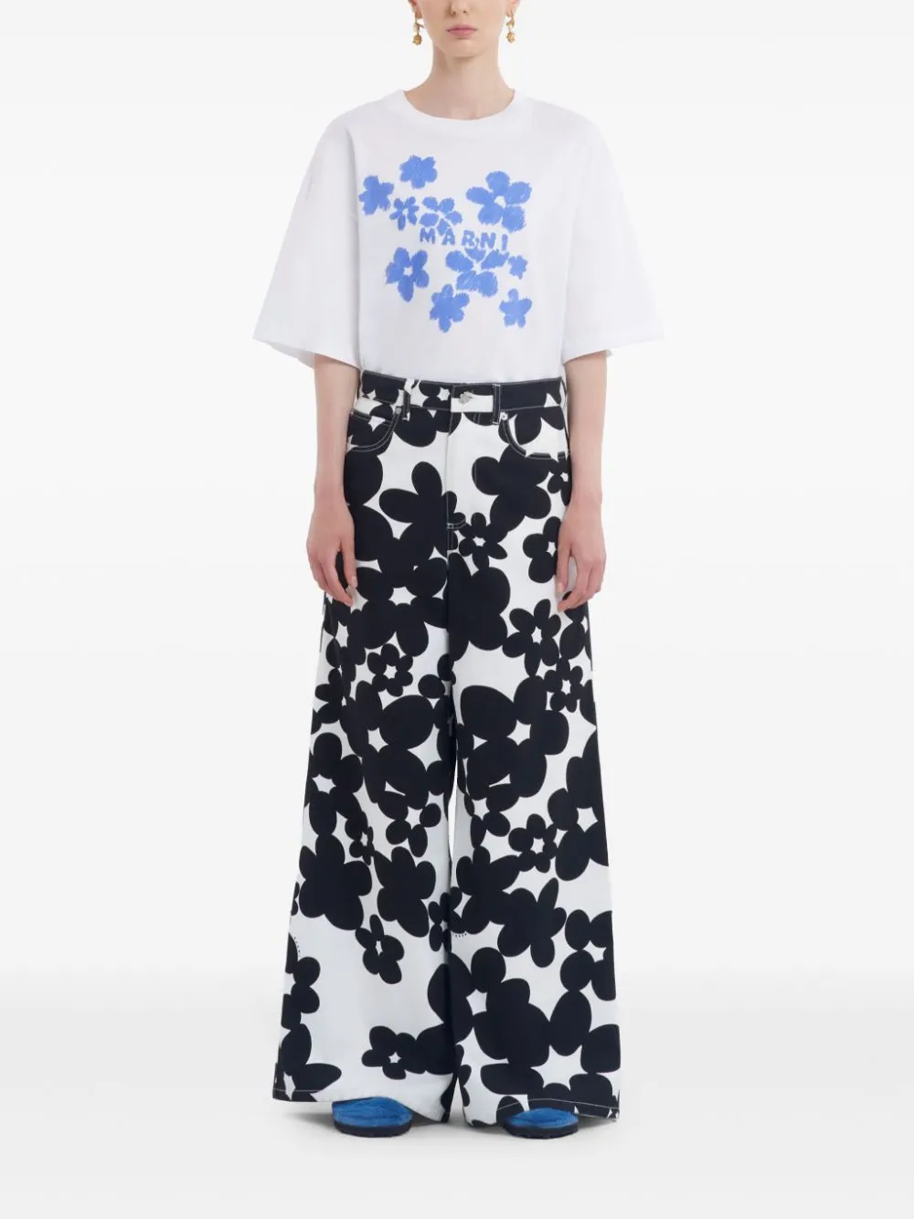 Marni Flared Trousers With Floral Print