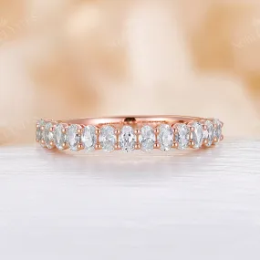 Oval Moissanite half eternity Rose Gold Stacking Wedding Band