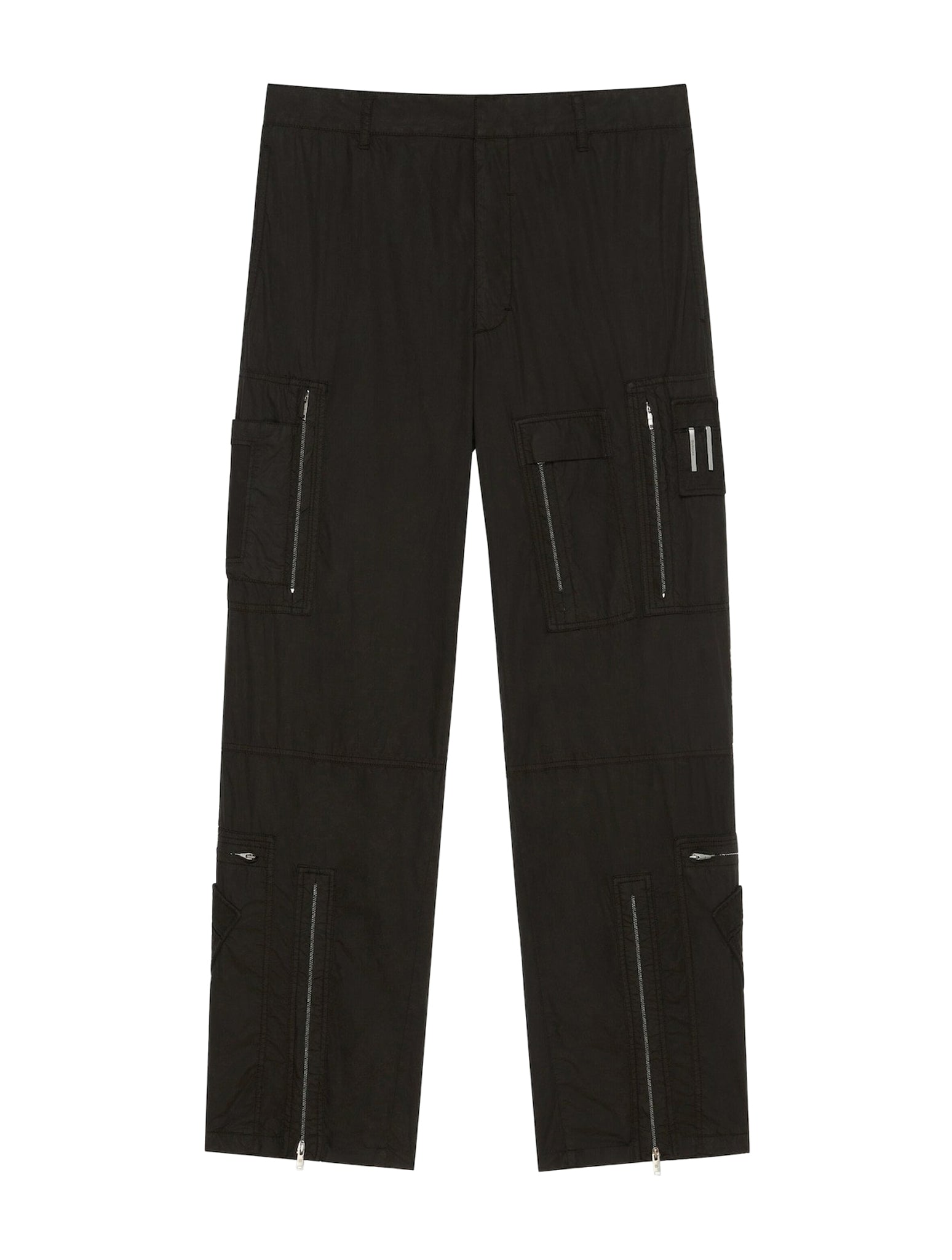 Poplin trousers with multipockets with zip