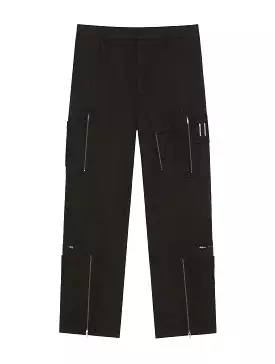 Poplin trousers with multipockets with zip