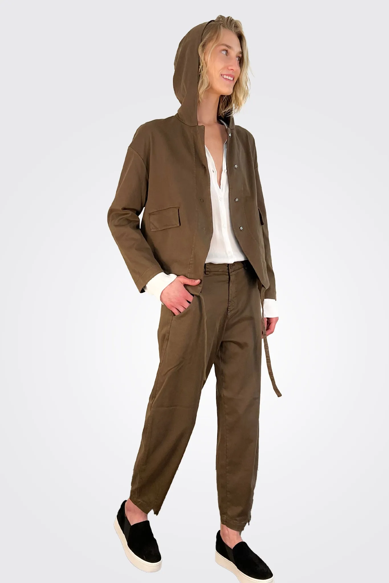 Regular Fit Button Trousers - Chocolate