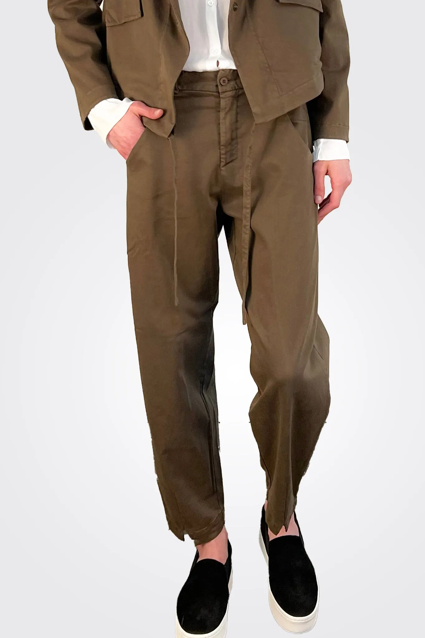 Regular Fit Button Trousers - Chocolate