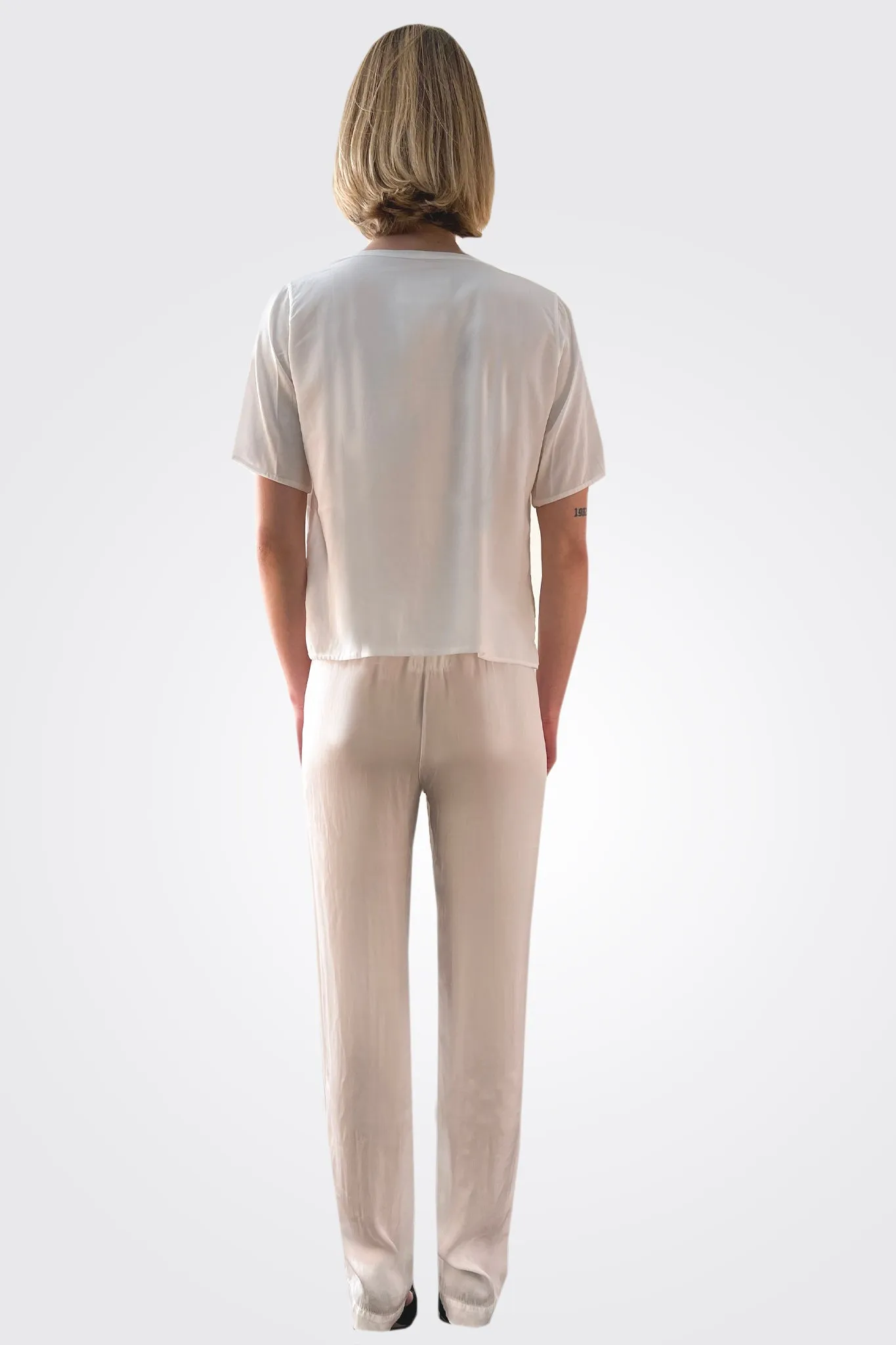 Silk Tapered Trousers - Sandy