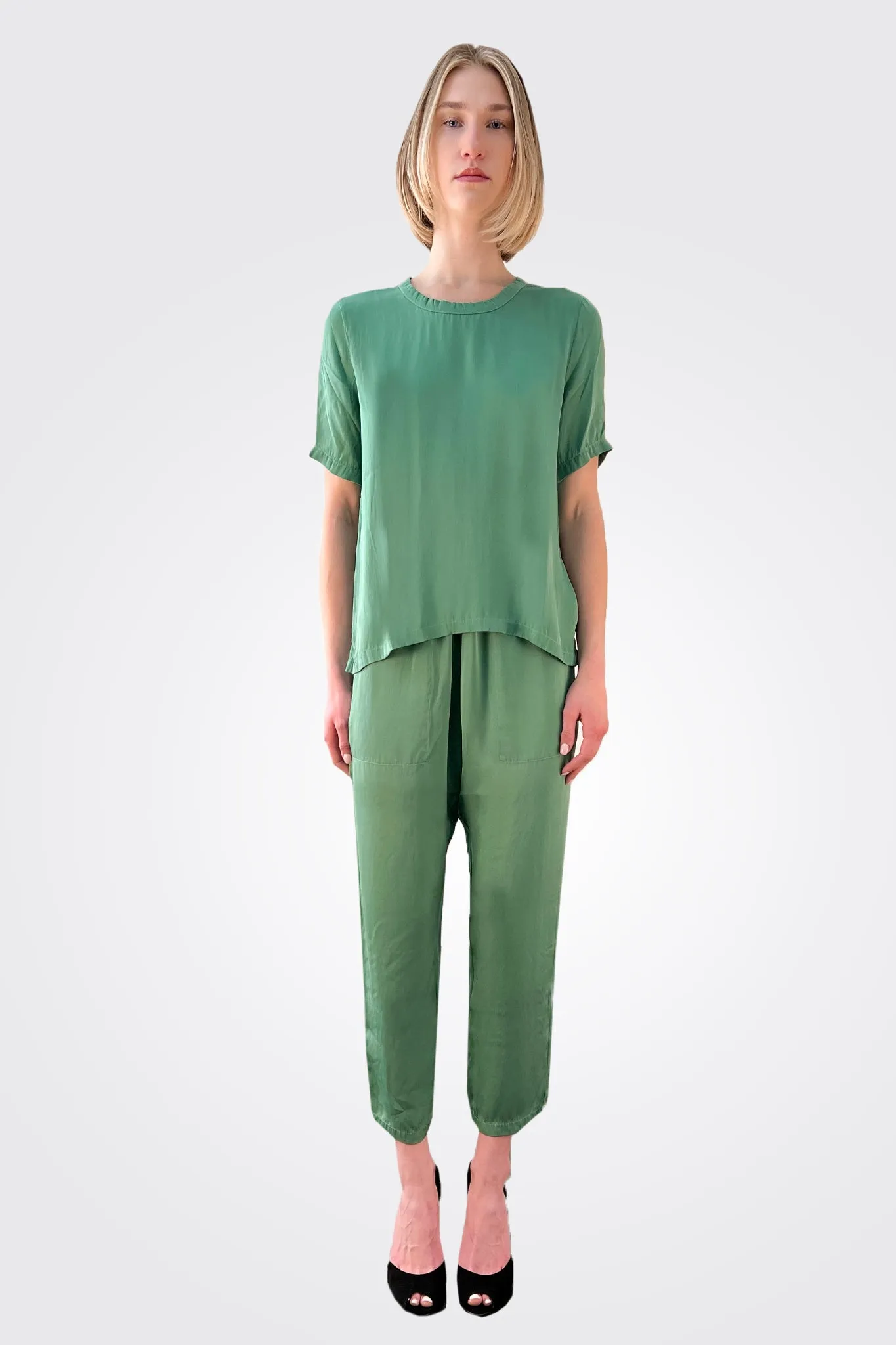 Silk Trousers - Grass