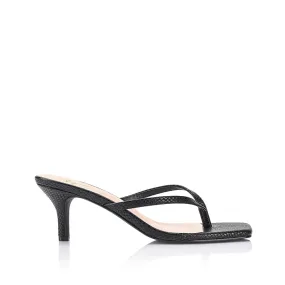 Taytum Heeled Thongs - Black Snake