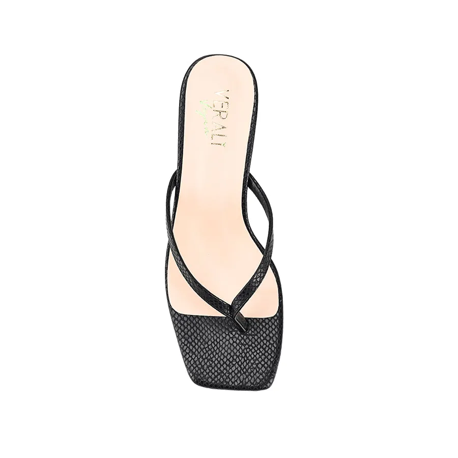 Taytum Heeled Thongs - Black Snake