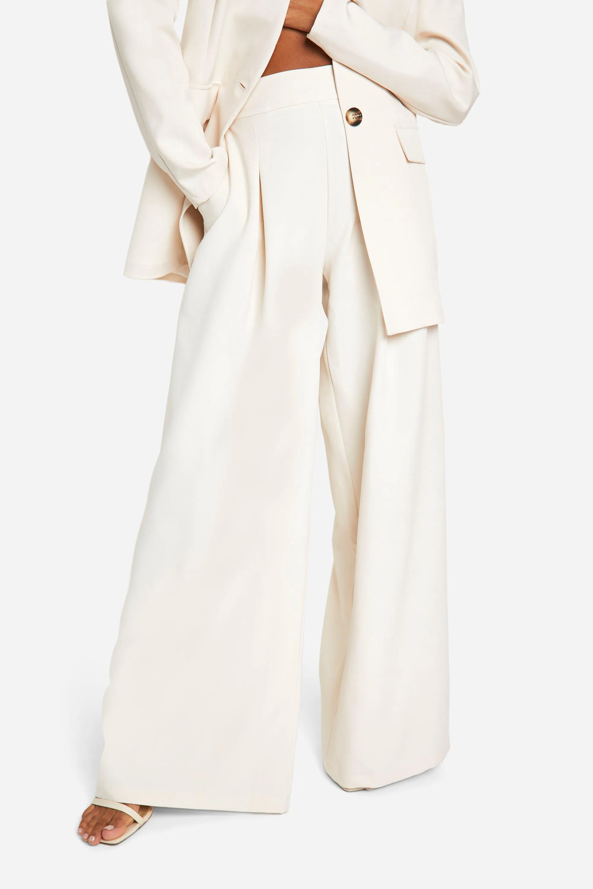 Trousers | Pleat Front Wide Leg Trousers | boohoo