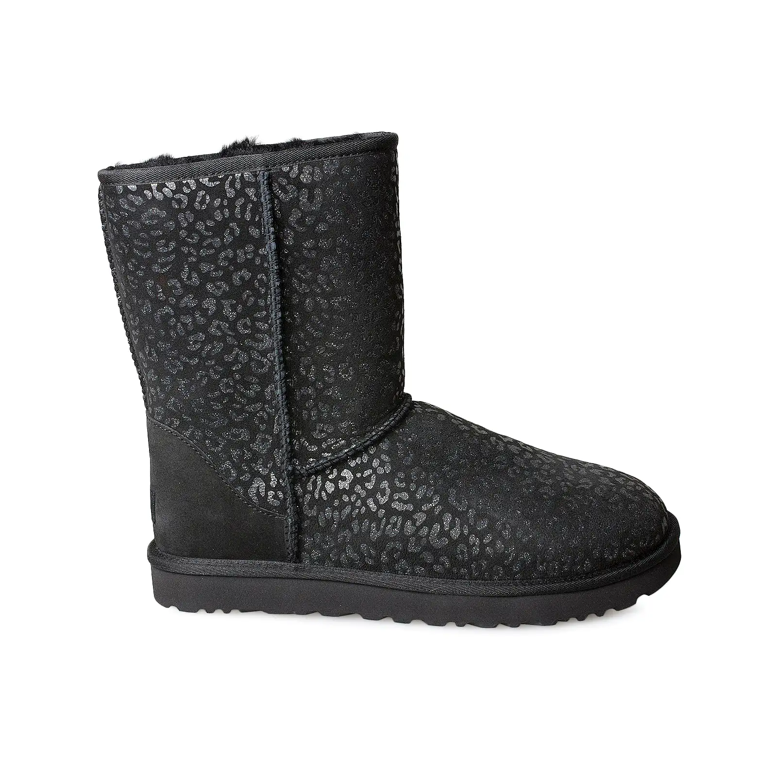 UGG Classic Short Snow Leopard Black Boots - Women's