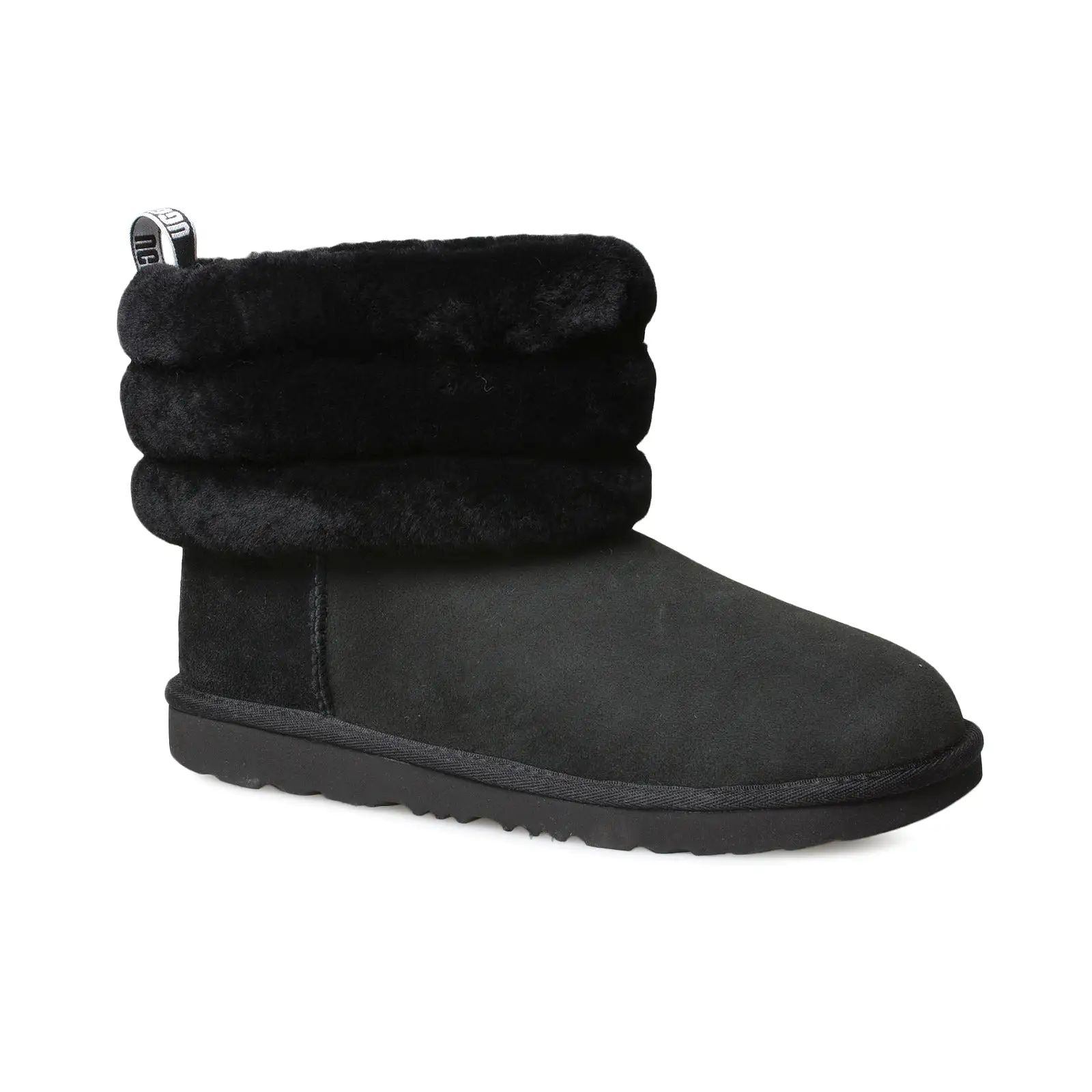 UGG Fluff Mini Quilted Black Boots - Youth