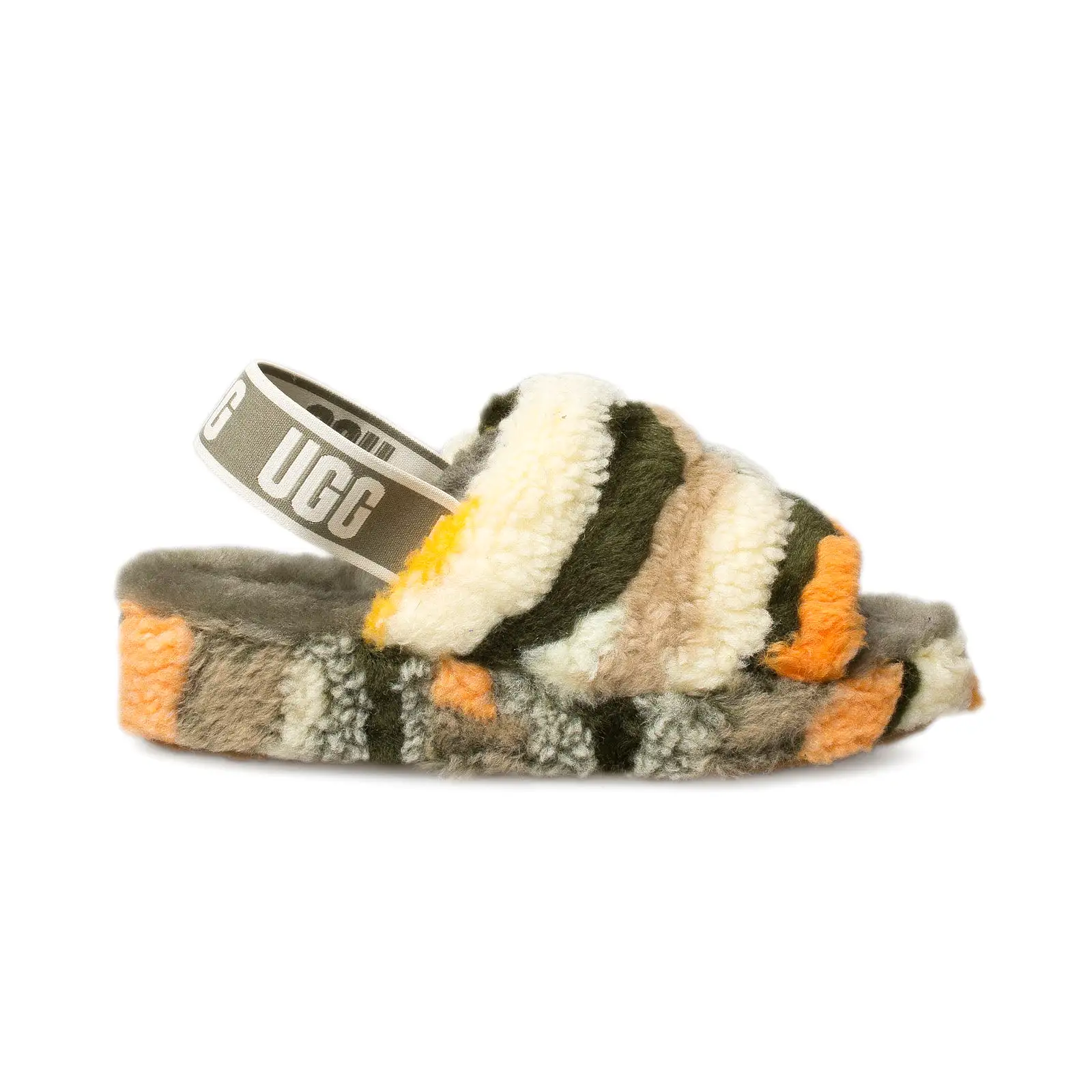 UGG Fluff Yeah Slide Cali Collage Olive Multi Slippers - Women's