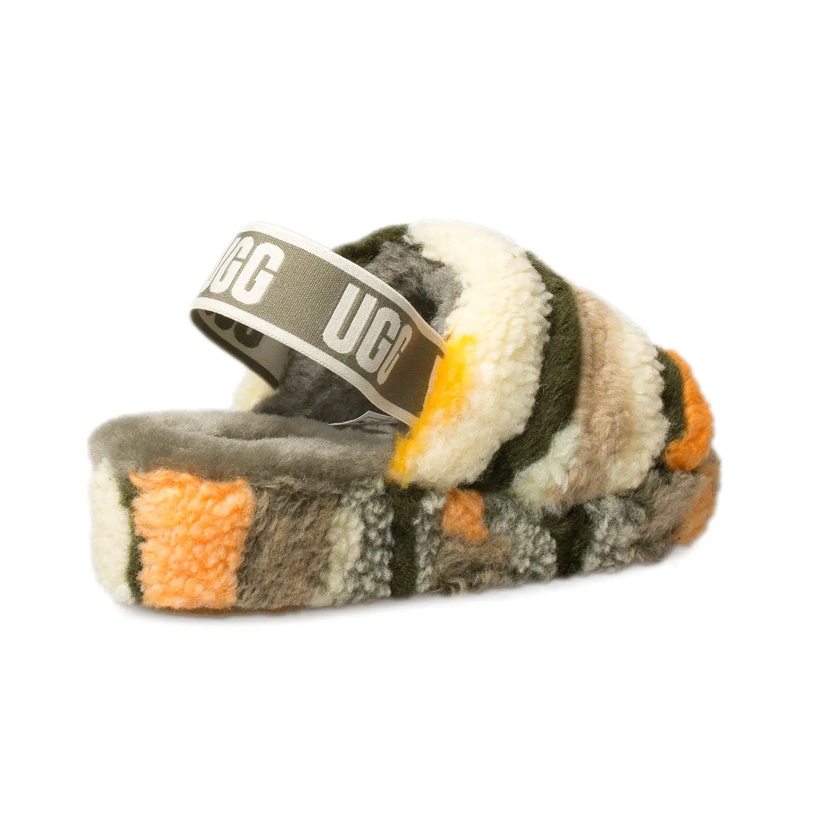 UGG Fluff Yeah Slide Cali Collage Olive Multi Slippers - Women's