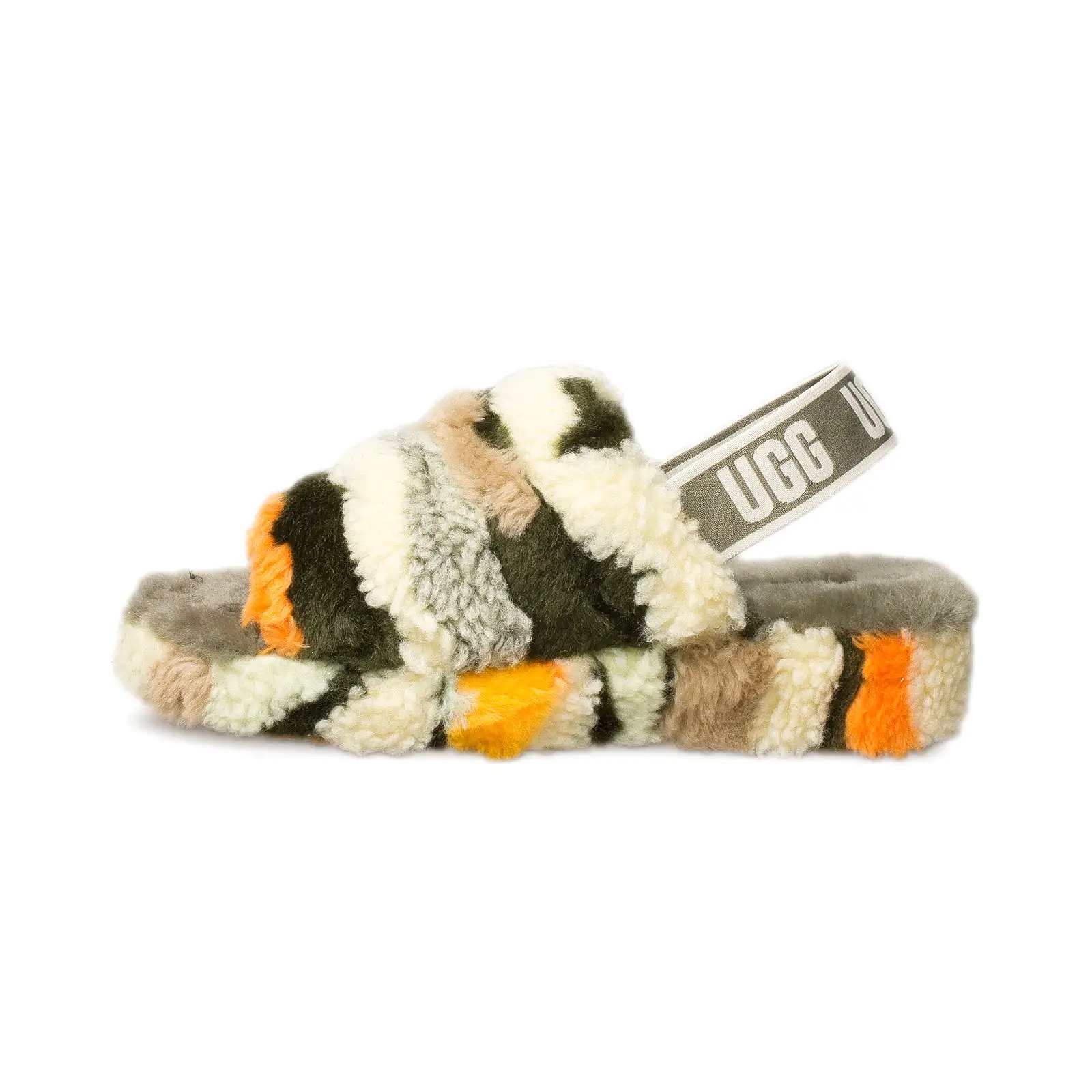 UGG Fluff Yeah Slide Cali Collage Olive Multi Slippers - Women's