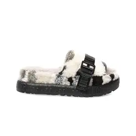 UGG Fluffita Cali Collage Black Grey Slippers - Women's