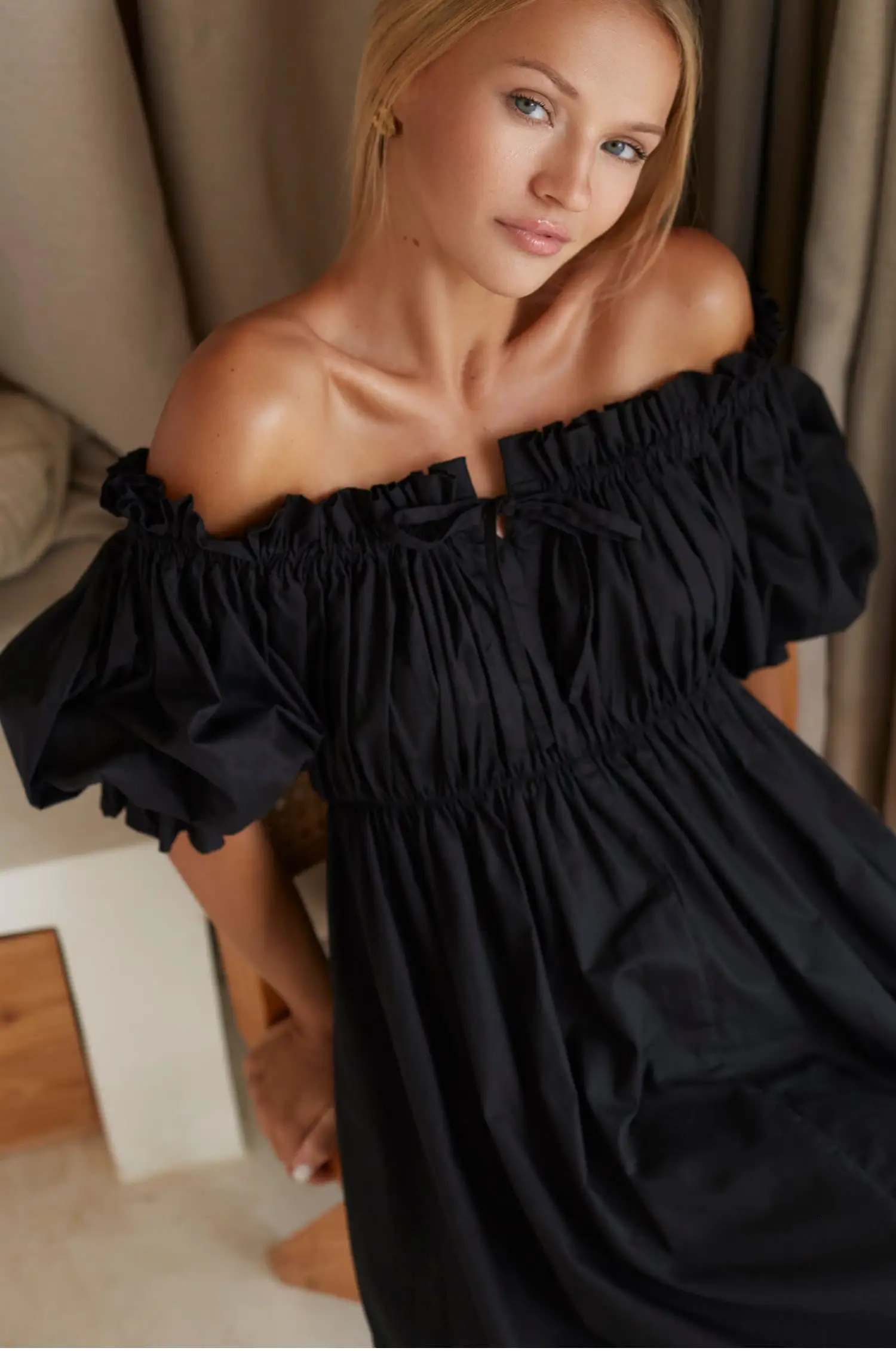 Vacay Off Shoulder Cotton Mini Dress