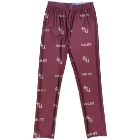 Vive La Fete Girl's Stacked FSU/Noles Design Leggings - Garnet