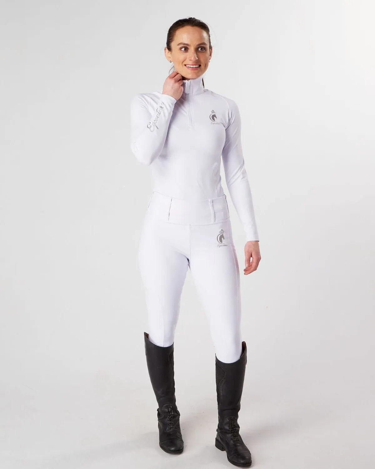 WINTER Thermal Competition Full Seat Riding Leggings / Tights- COMPETITION WHITE