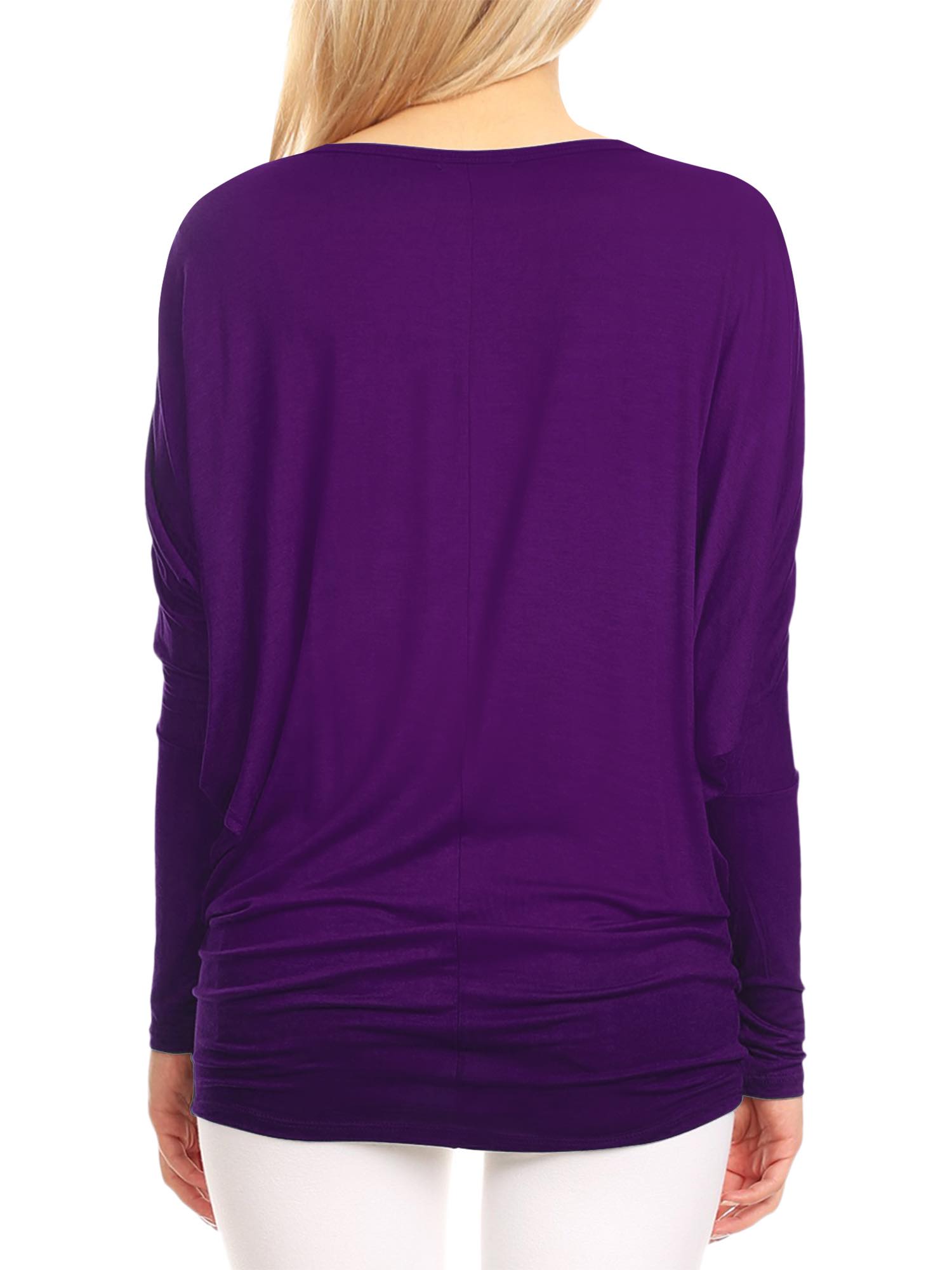 Womens Flowy Draped Long Sleeve Batwing Dolman Top