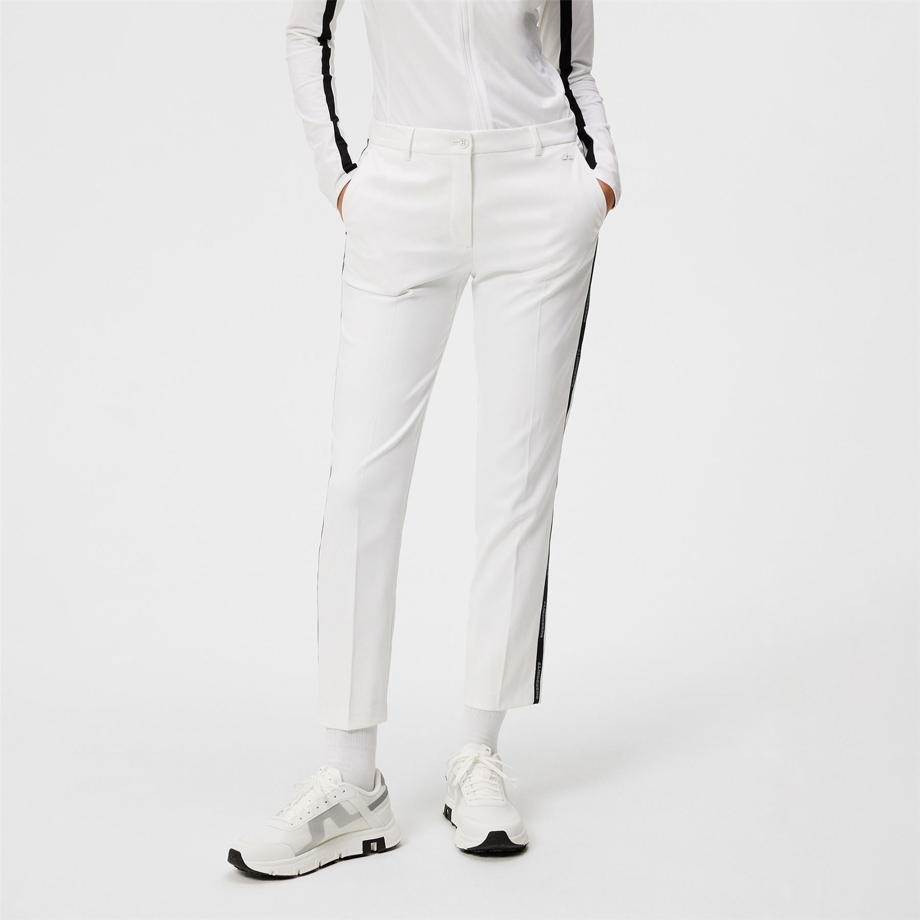 Womens Meghan Micro Stretch Side Stripe Trousers White - SS24