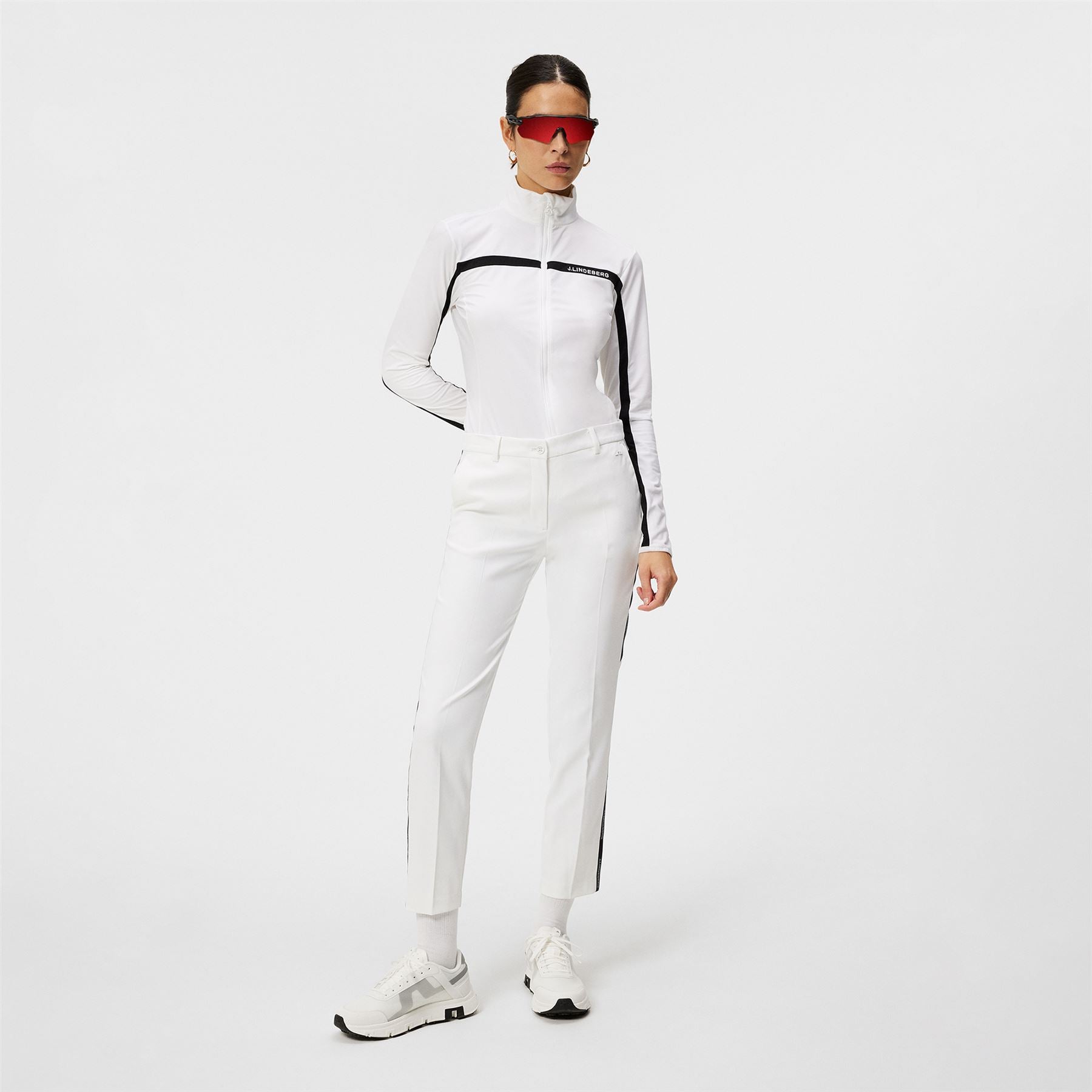 Womens Meghan Micro Stretch Side Stripe Trousers White - SS24