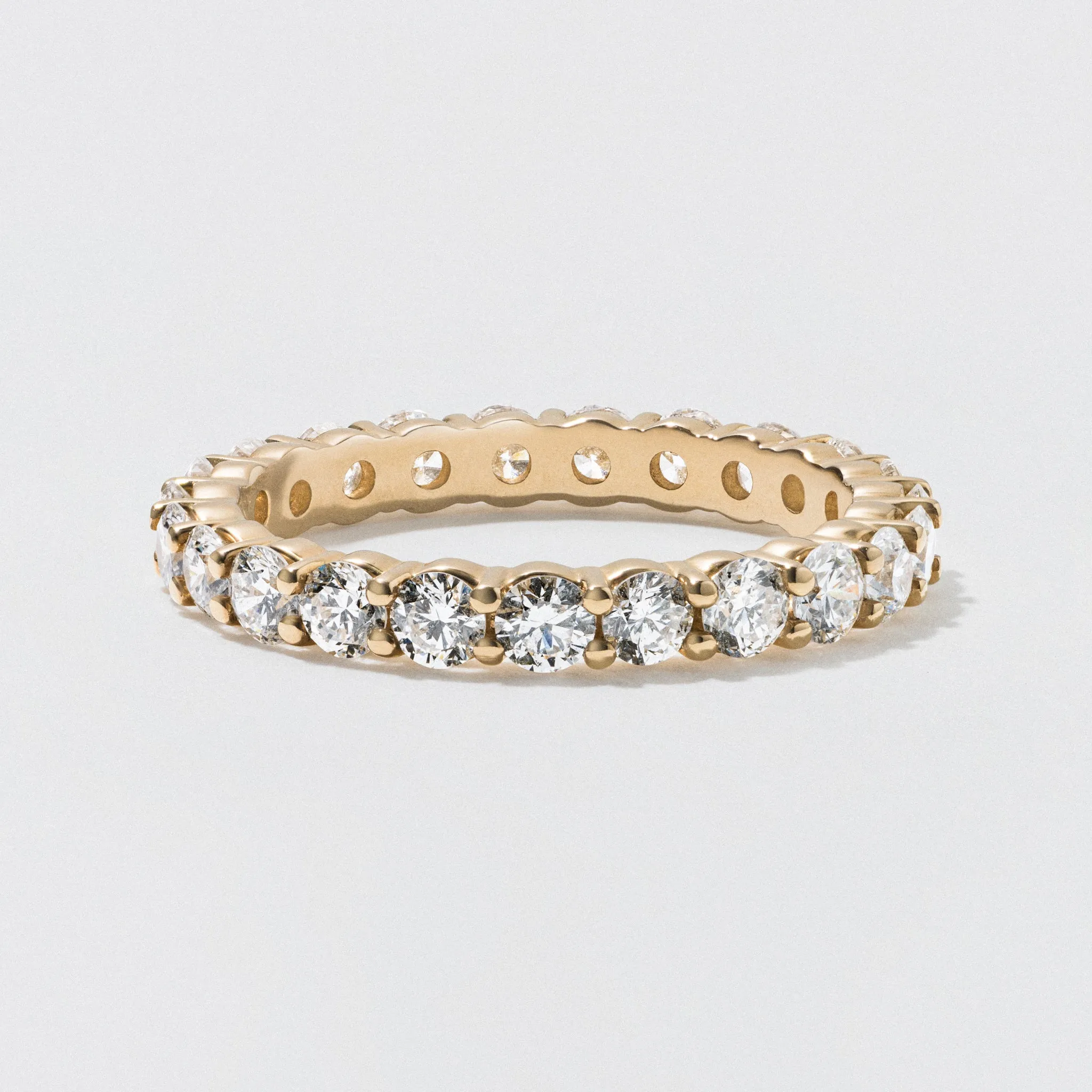 Yellow Gold Diamond Eternity Wedding Band - Polished 2.5mm