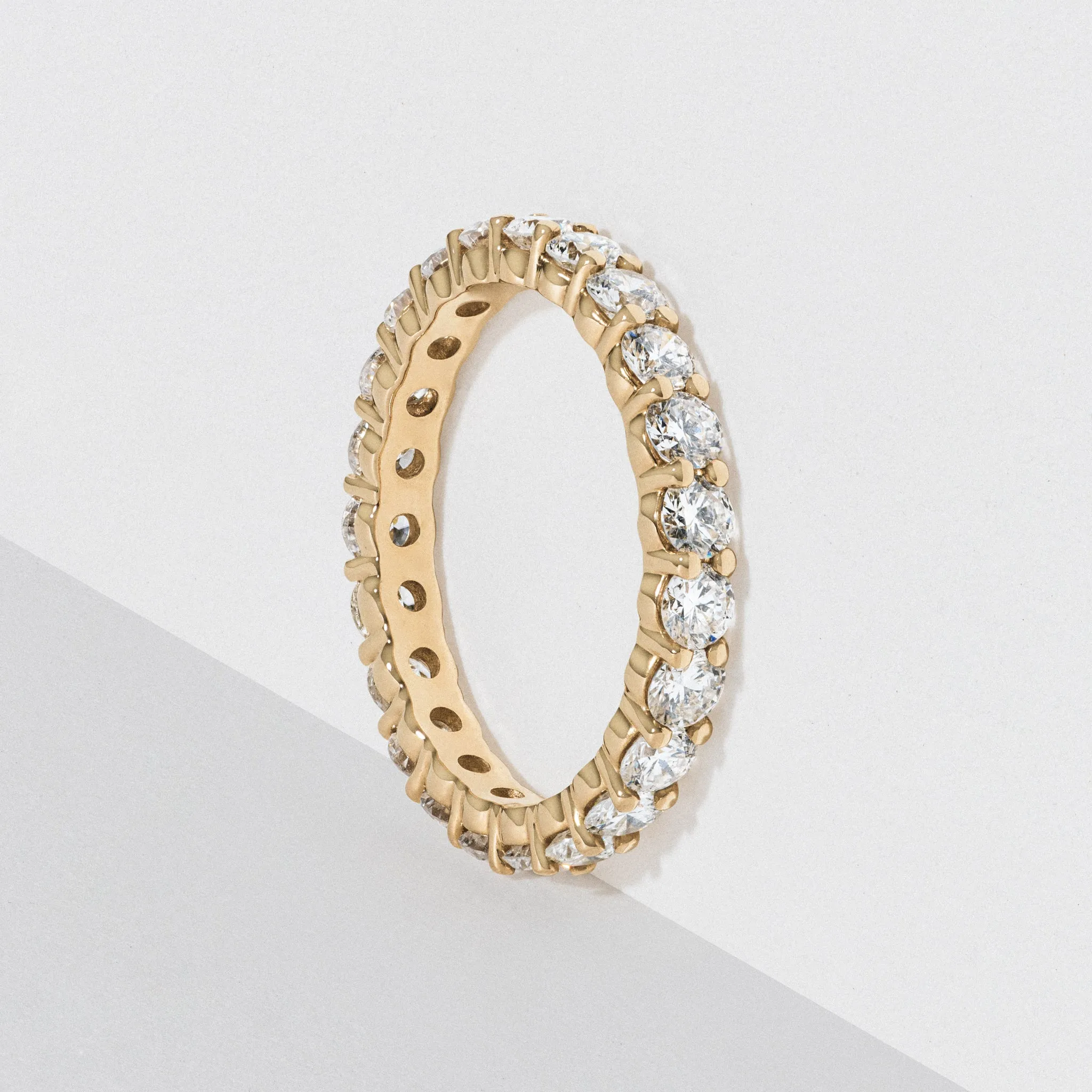 Yellow Gold Diamond Eternity Wedding Band - Polished 2.5mm